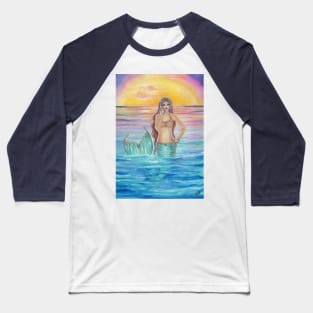 Song of the ocean mermaid art by Renee Lavoie Baseball T-Shirt